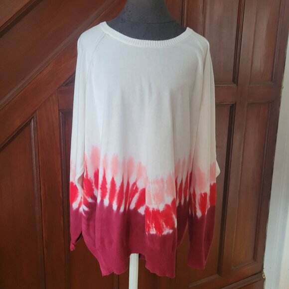 Torrid Womens Red & White Tie-Dye Sweater Size 3 - Picture 2 of 3